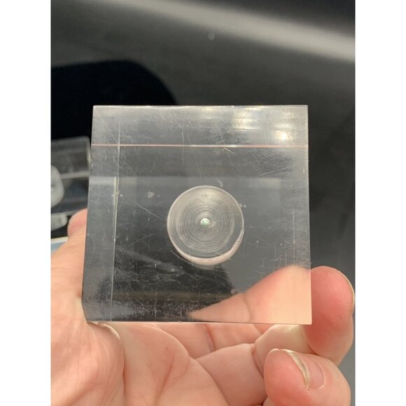 Lucite Block Cube Taper Candlestick Holder MCM Set 2 Vtg Clear Acrylic Incised - Picture 7 of 11